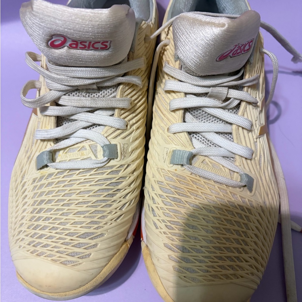 Asics Cream and Gray Athletic Shoes